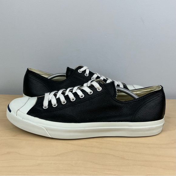 Converse Jack Purcell Men’s Size 13.0 Black & White Leather Low Top Shoes - Picture 3 of 10